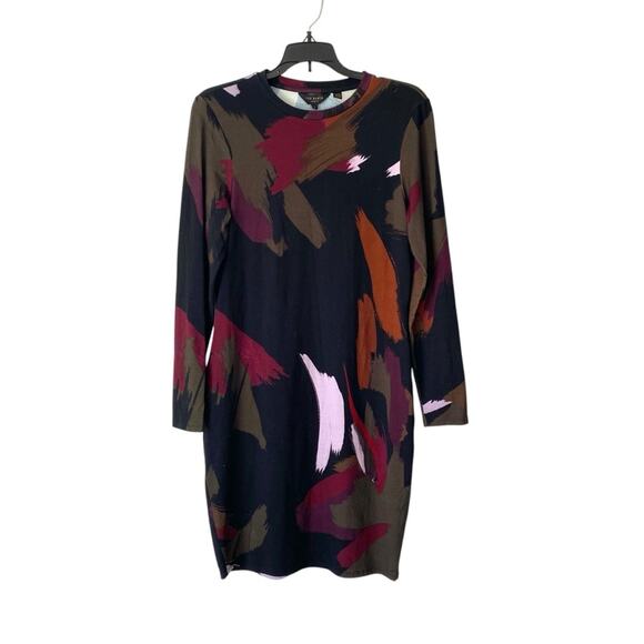Ted Baker Lauryy Abstract Print Long Sleeve Dress size 3 Large - Picture 4 of 12
